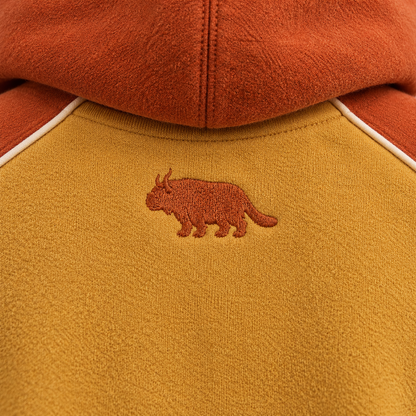 Embroidered air spiral and sky bison close-up